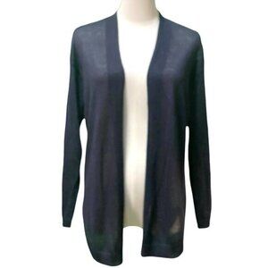 Talbots Long Sleeve Open Front Dark Gray Linen Blend Long Cardigan Size S/P